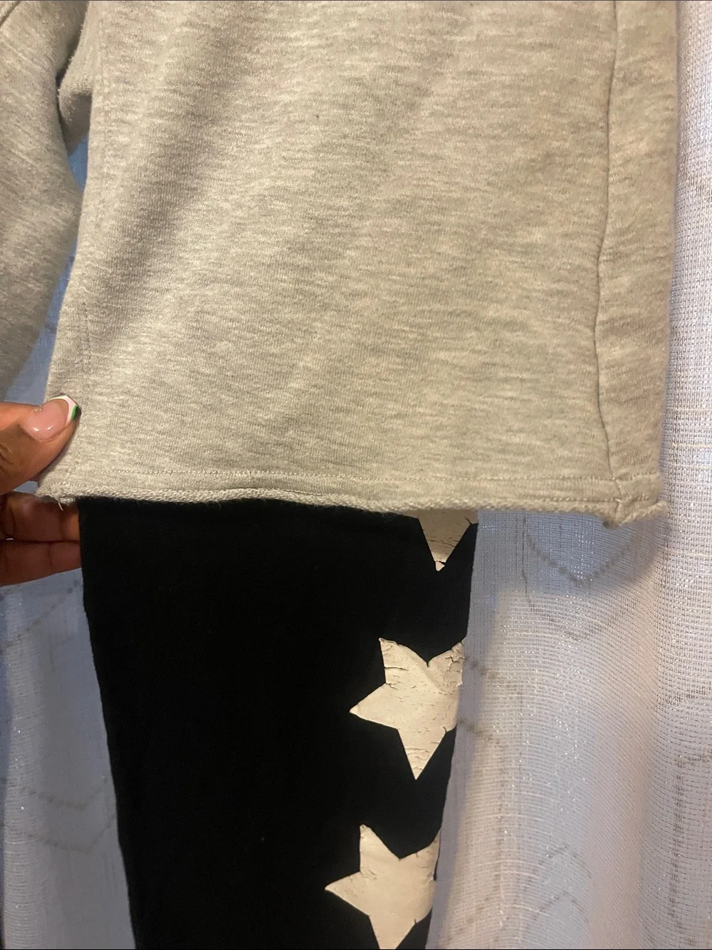 art class Gray Short with attached Leggings Black Star-Print Legs REFER PICS/VID